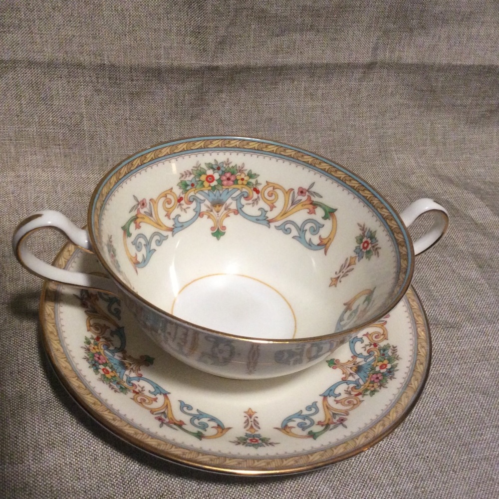 Aynsley Henley  Double Handle Tea Cup and Saucer